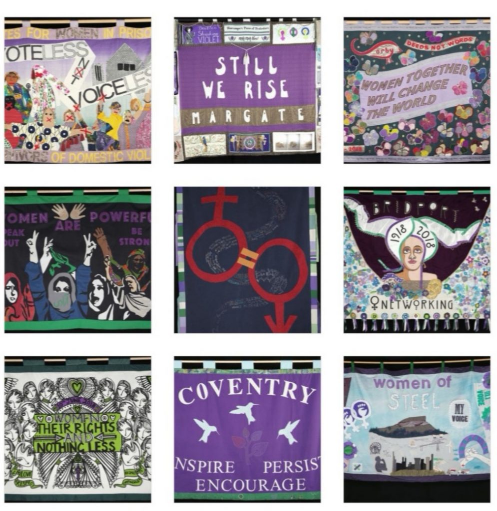 An image of the procession banners from the women making history guide on the Bloomberg Connects app